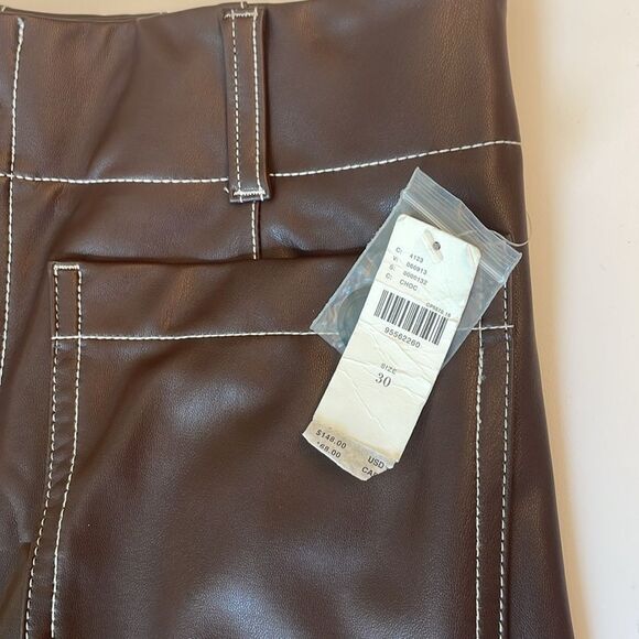 ❤️Chocolate Faux Leather Trousers / Sz. 30 - Picture 6 of 7